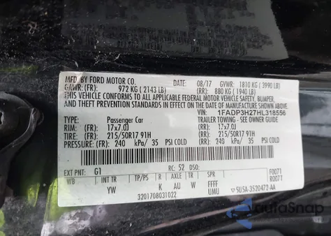 2017 Ford Focus Sel z USA, uszkodzony, nr VIN 1FADP3H27HL318556